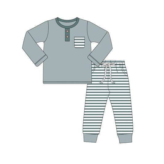 BLP0531 Gray Boy Long Sleeve Wholesale Boutique Kid Clothing