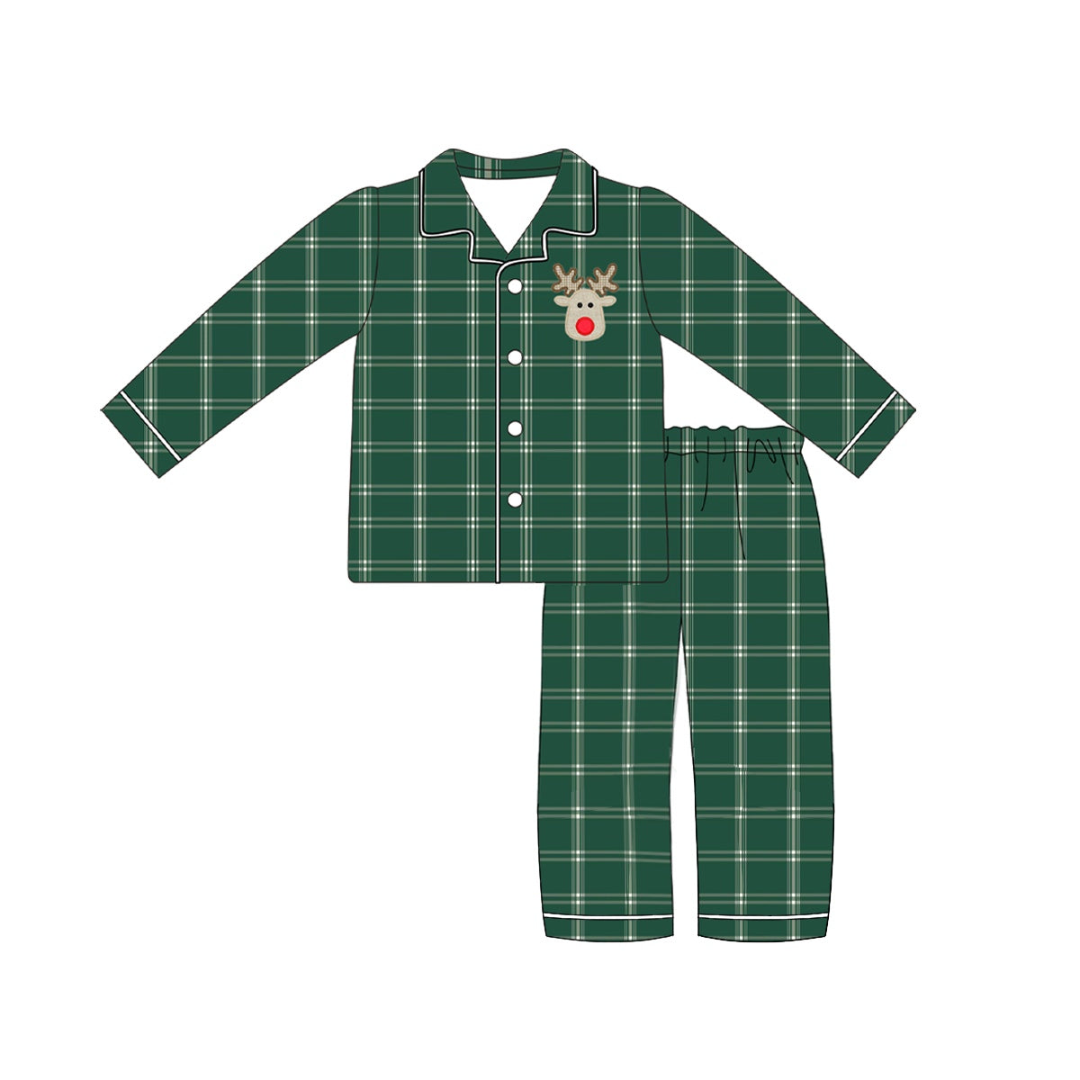 BLP0545 Green Deer Cute Boy Long Sleeve Wholesale Boutique Kid Outfit