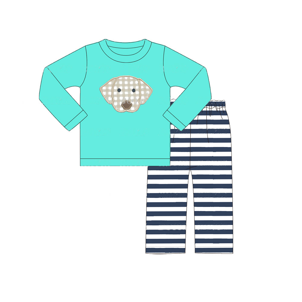 BLP0550 Blue Dog Boys Long Sleeve Wholesale Boutique Kid Outfit