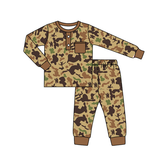 BLP0581 Cute Camo Children Long Sleeve Wholesale Boutique Kid Outfit