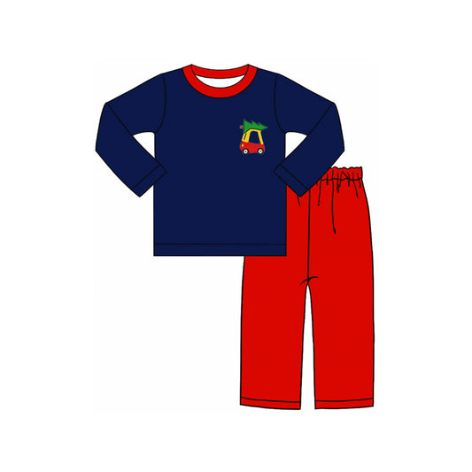 BLP0692 Navy Blue Boy Long Sleeve Wholesale Boutique Kid Outfit Clothing Sets