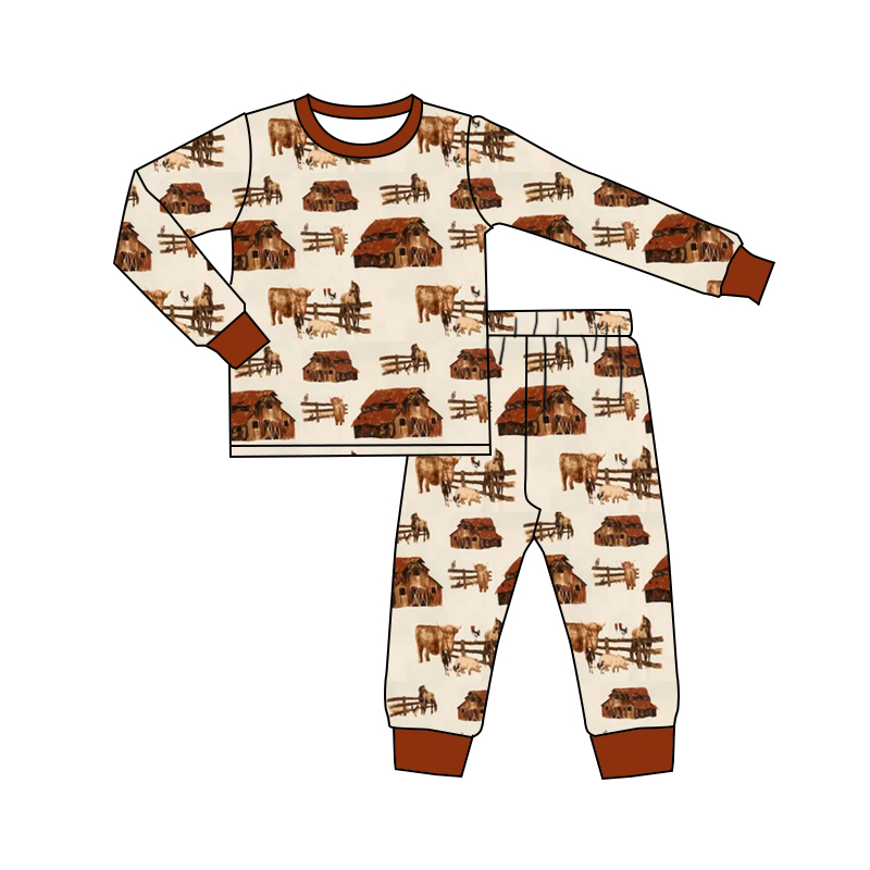 BLP0876 Farm Boy Winter Fall Long Sleeve Wholesale Boutique Kid Outfit Clothing