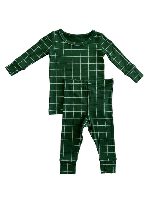 BLP0882 Dark Green Plaid Boys Design Fashion Winter Fall Long Sleeve Wholesale Boutique Kid Outfit Clothing