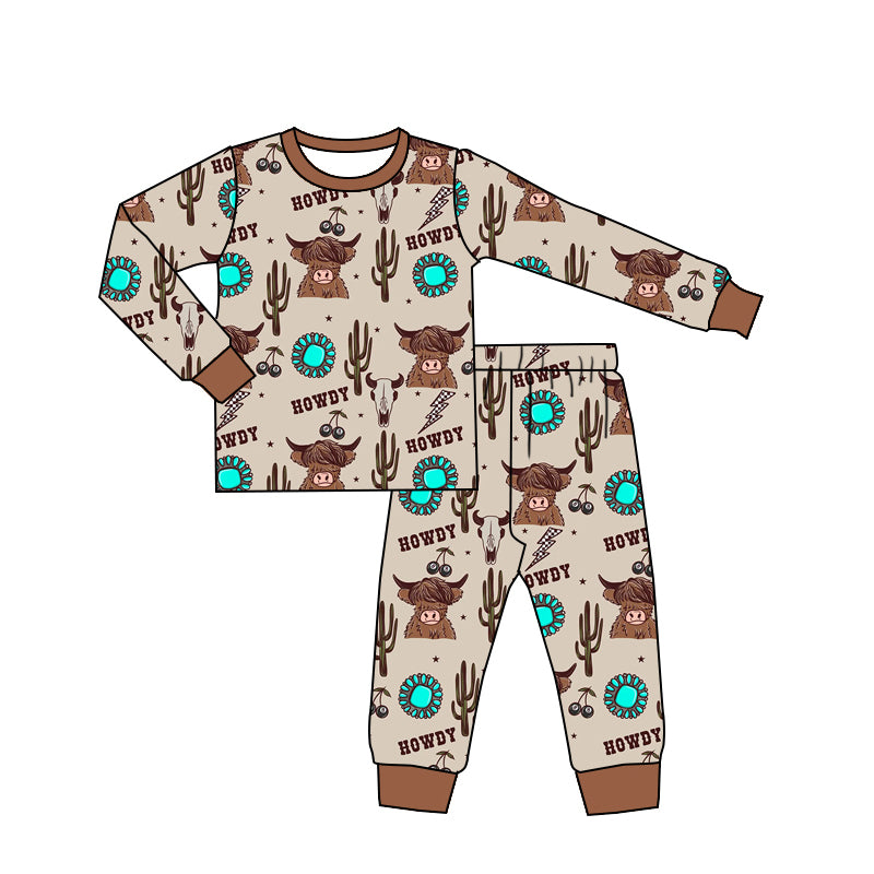 BLP0885 Cow Boys Design Fashion Winter Fall Long Sleeve Wholesale Boutique Kid Outfit Clothing