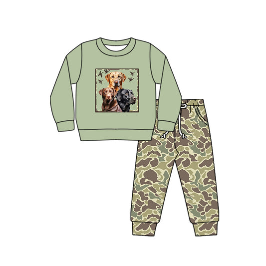 BLP0989 Camo Dog Cute Boys Long Sleeve Wholesale Boutique Kid Outfit Clothing Sets