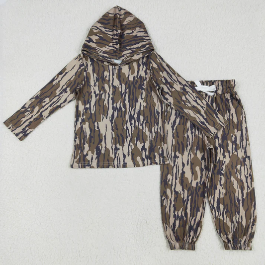 RTS NO MOQ Sibling Baby Boys Long Sleeve Sets Camouflage Hooded Top Jogger Pants Outfits Clothes Sets
