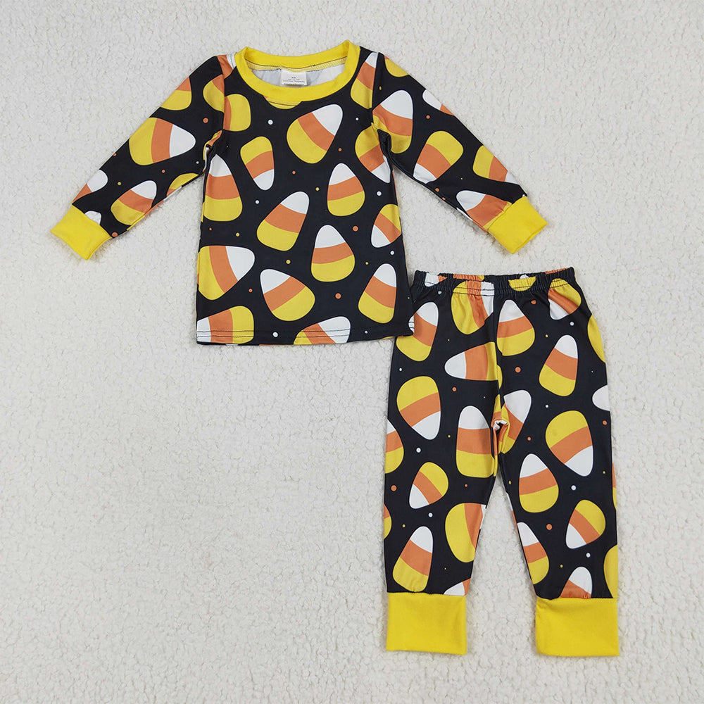 6.18 RTS NO MOQ Baby Boys Sets BLP1066 Black Long Sleeves Candy Plaid Top Pant Pajamas Sets