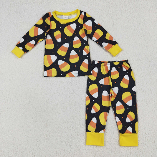 6.18 RTS NO MOQ Baby Boys Sets BLP1066 Black Long Sleeves Candy Plaid Top Pant Pajamas Sets