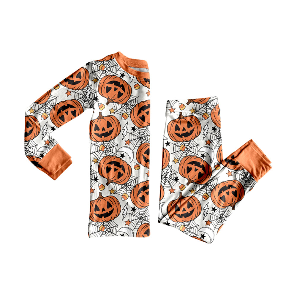 8.7  BLP1210 Baby Boys Ghost Pumpkins Top Pants Halloween Pajamas Set Preorder