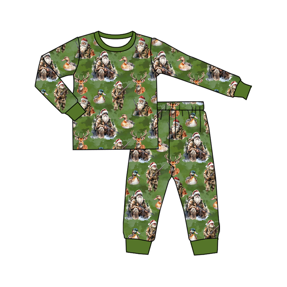 8.7 BLP1212 Baby Boys Santa Deer Plaid Top Pant Christmas Pajamas Set Preorder