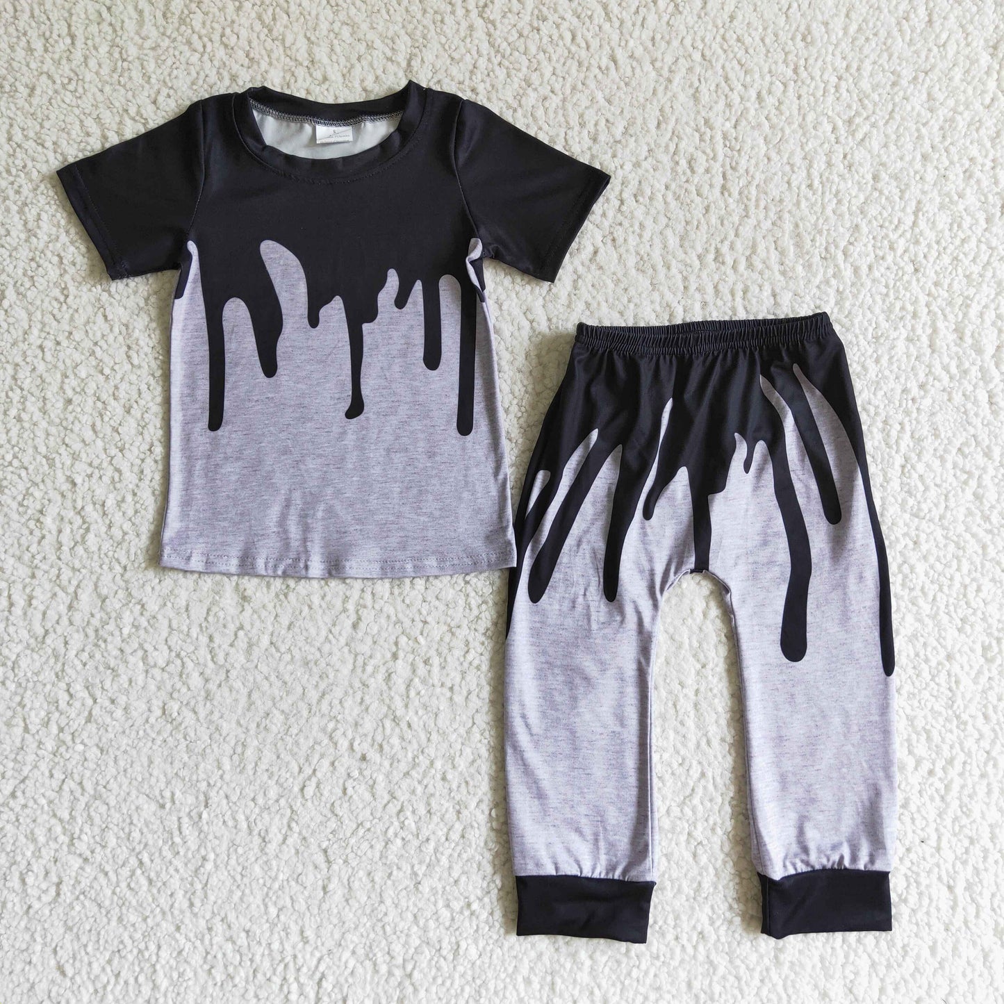 BSPO0029 Black Cute Children Short Sleeve Clothing Kid Summer Boutique Outfits