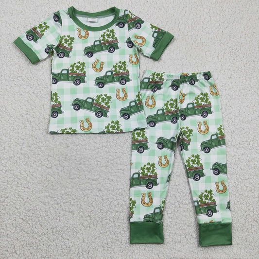 BSPO0043 Green Hot Sale Girl Summer Short Sleeve Sets Kid Clothing