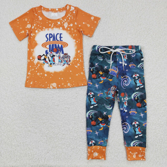 BSPO0091  Orange Cute Children Short Sleeve Clothing Kid Summer Boutique Outfits