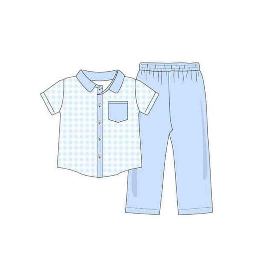 BSPO0360 Blue Kid Clothes Summer Short Sleeve Children Clothing Sets