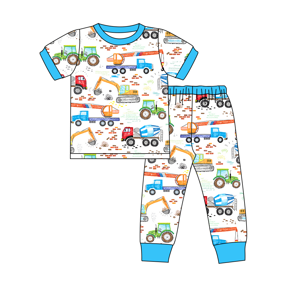 BSPO0385 Baby Boys Excavator Bulldozer Pajama Set Preorder