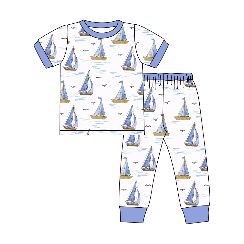 BSPO0389 Baby Boys Sailboat Pants Pajama Set