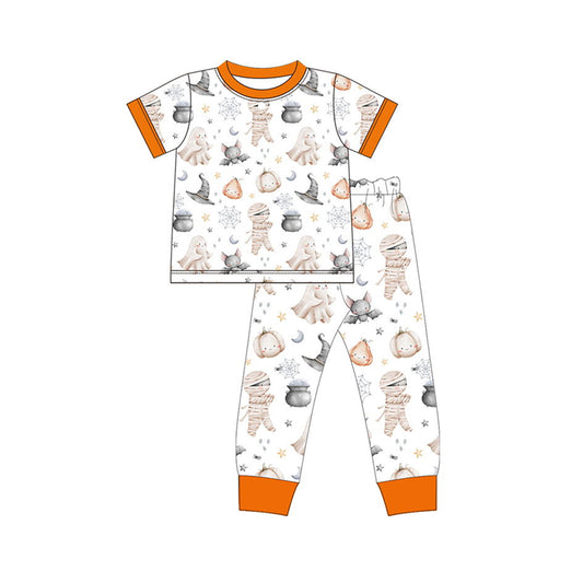 BSPO0394 Baby Sibling Halloween Ghost Pumpkin Pajama Set+Dress Pre-order