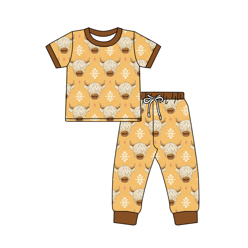 BSPO0407 Cow Wholesale Baby Kids Children Boutique Kid Clothing Set