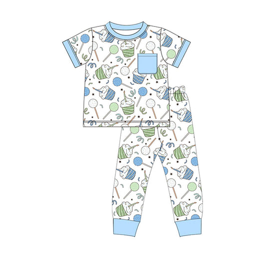 BSPO0410 Blue Wholesale Baby Kids Children Boutique Kid Clothing Set