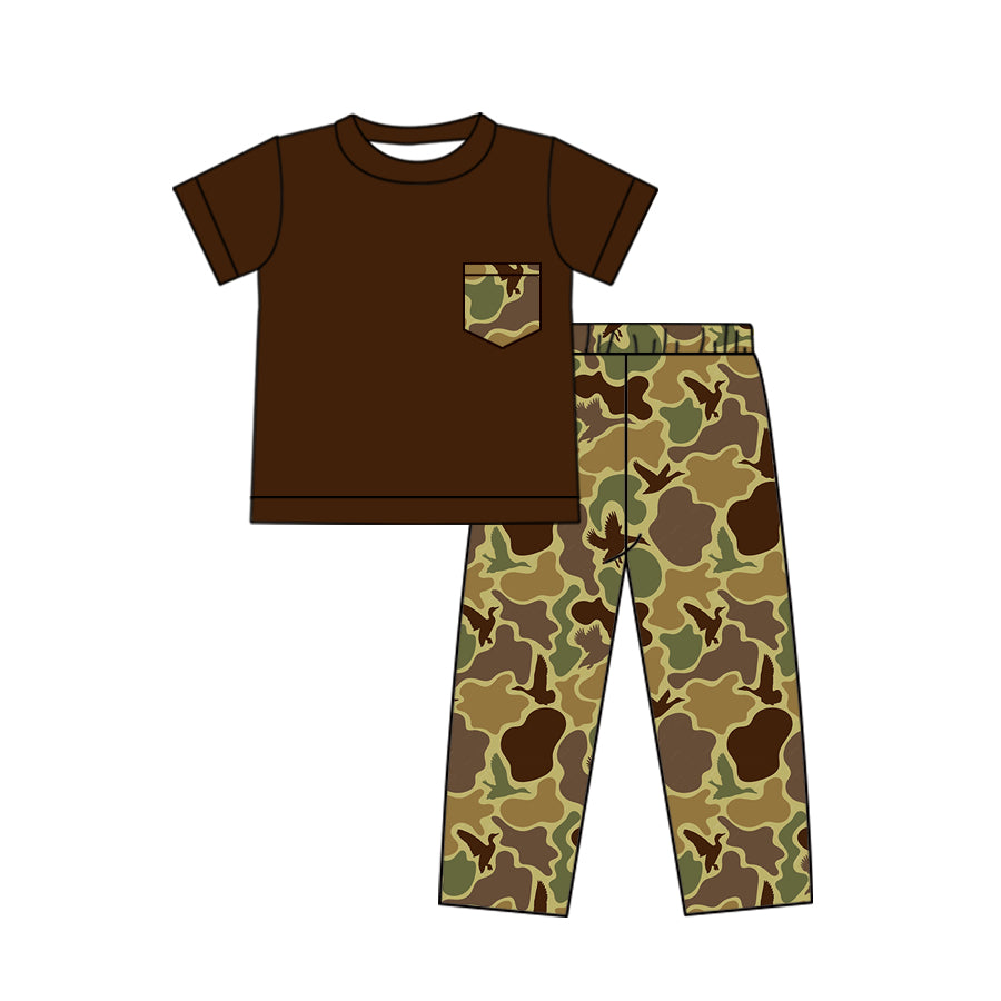 BSPO0412  Camo Boy Wholesale Baby Kids Children Boutique Kid Clothing Set