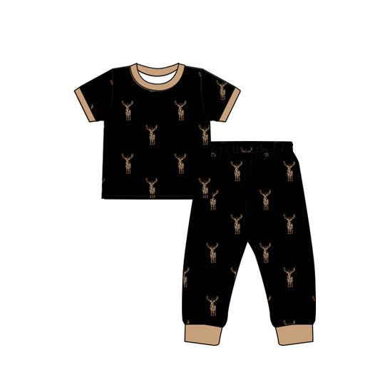 BSPO0440 Black Short Sleeve Wholesale Boutique Kid Clothing Sets