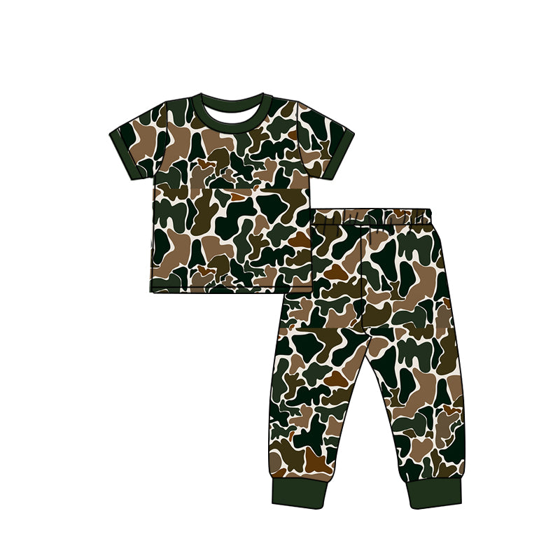 BSPO0443 Camo Short Sleeve Wholesale Boutique Kid Clothing Sets