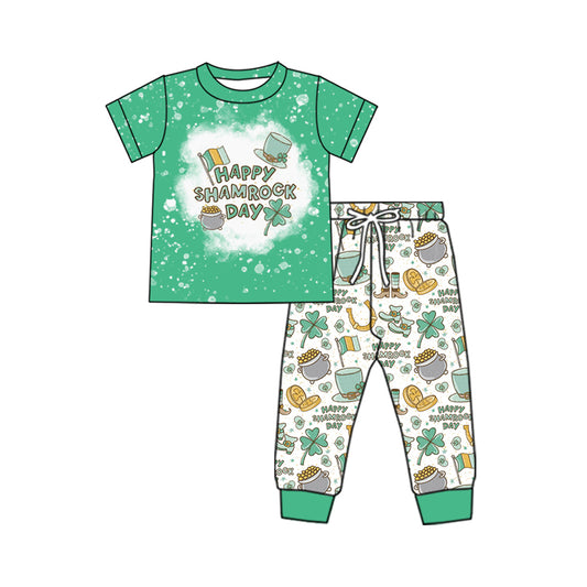 BSPO0515 Green Winter Fall Short Sleeve Wholesale Boutique Kid Outfit Clothing Sets