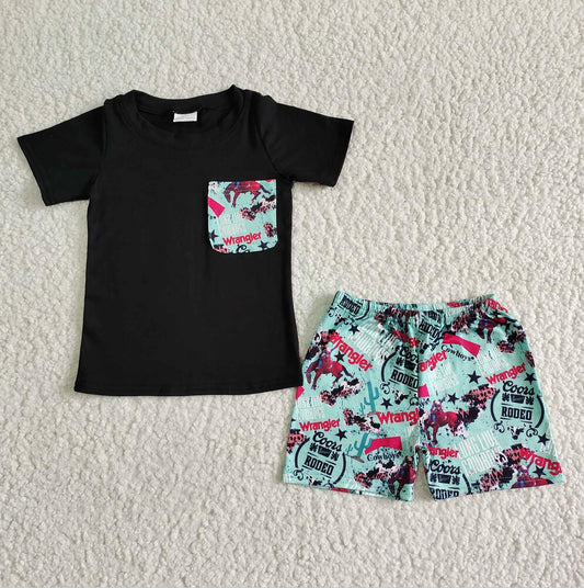 BSSO0013 Black Kid Shorts Summer Boutique Children Clothing