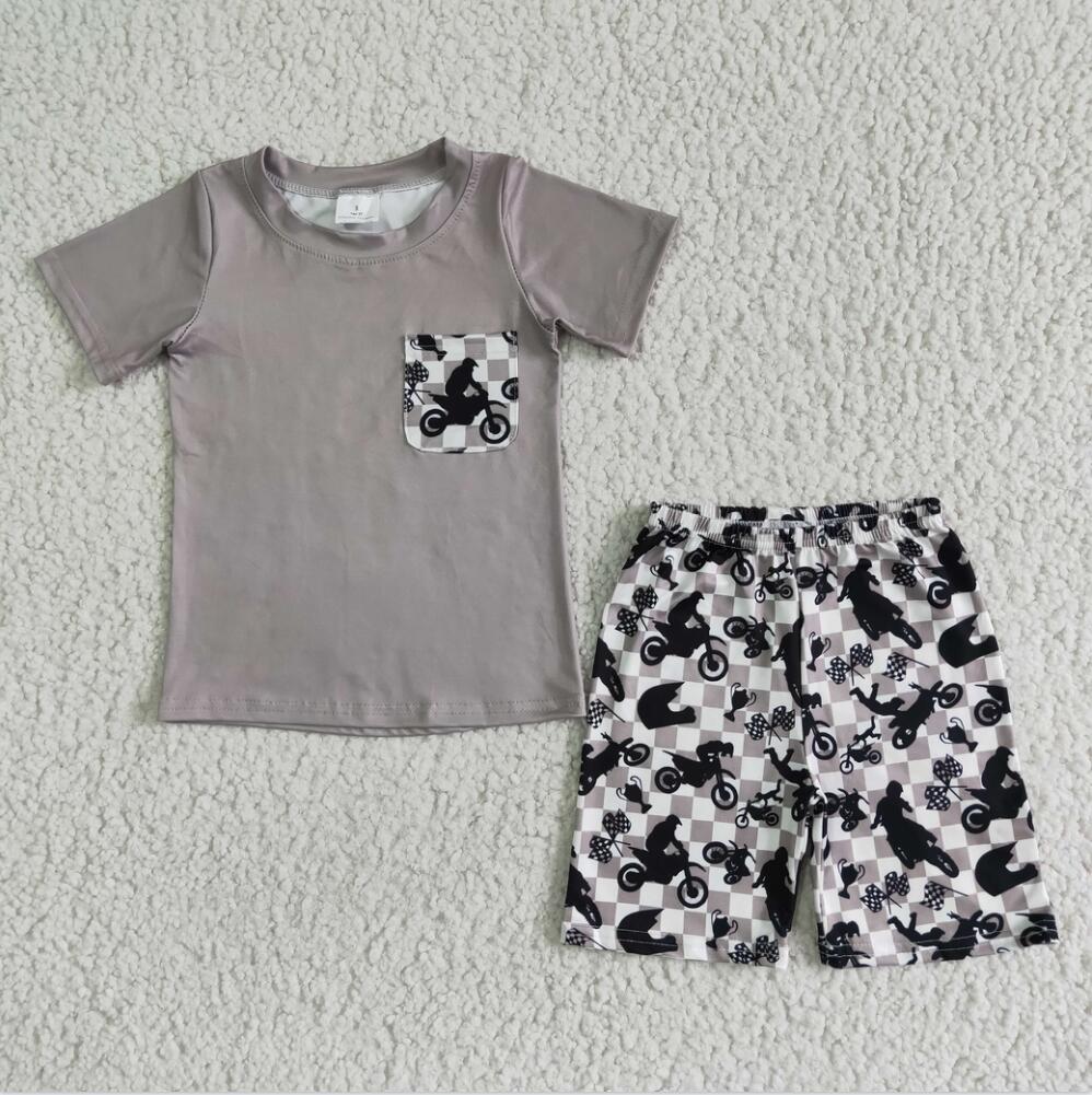 BSSO0054 Gray Girl Ruffle Summer Boutique Outfits