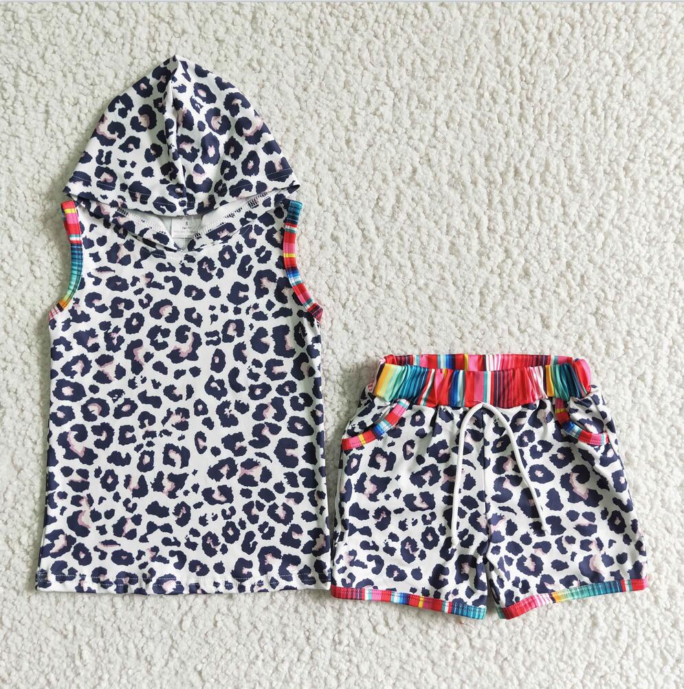 BSSO0060 Leopard Kid Shorts Summer Boutique Children Clothing Outfit