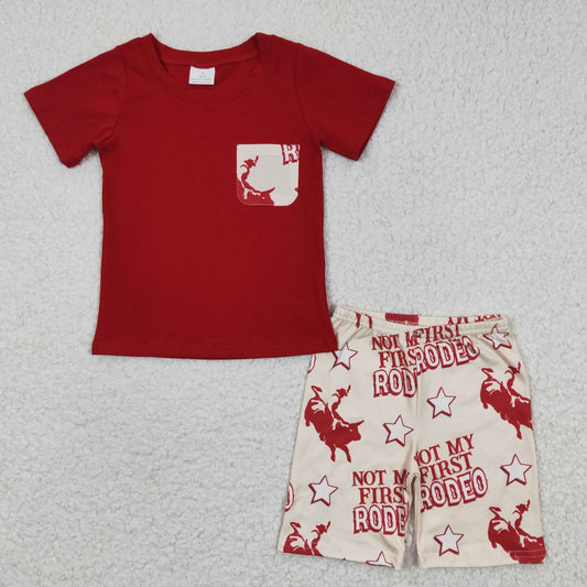 6.14 RTS NO MOQ Baby Boys Summer Sets BSSO0146 Not My First Rodeo Tee Shirts Shorts Sets