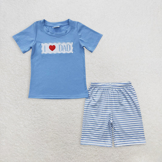 6.7 RTS NO MOQ Baby Boys kids Summer Sets BSSO0172 I love Dad Shorts Clothes Sets