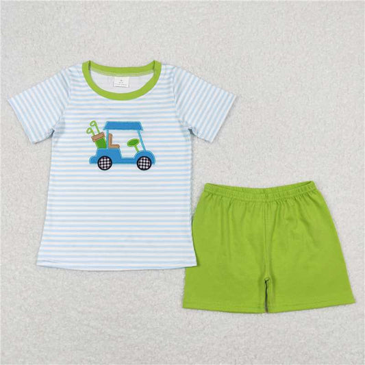 RTS NO MOQ Summer Sibling Baby Boys Golf Summer Rompers Outfits Clothes Sets