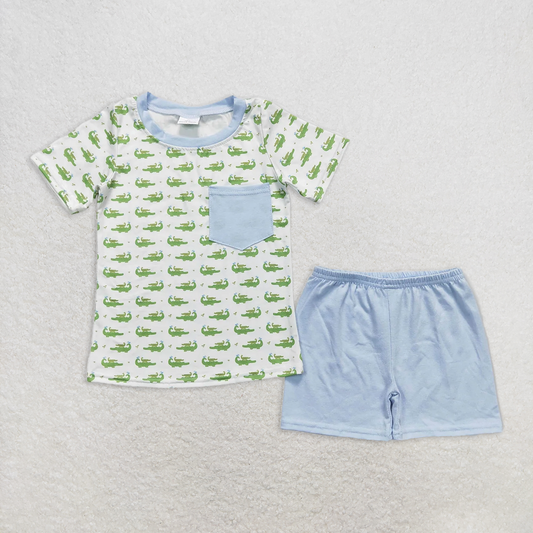 RTS NO MOQ Baby Boys kids Summer Sets BSSO0556 Crocodile Pocket Tee Shirts Shorts Clothes Sets