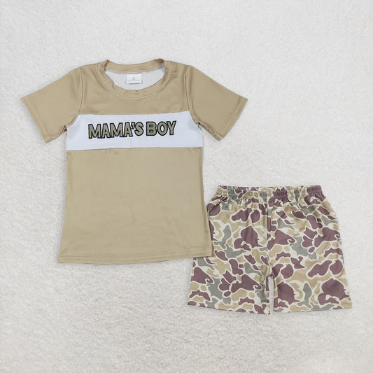 6.11 RTS NO MOQ Baby Boys kids Summer Sets BSSO0567 Mama's Boys Shirt Camo Shorts Clothes Sets