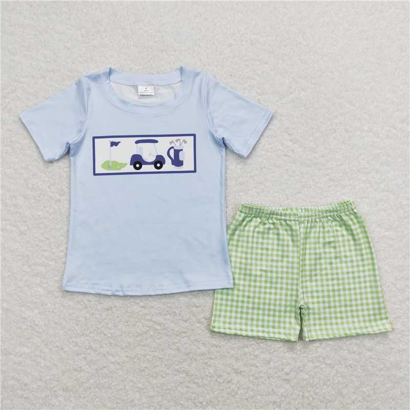 RTS NO MOQ Summer Sibling Boys Baby Girls Checkered  Rompers Shorts Clothes Sets