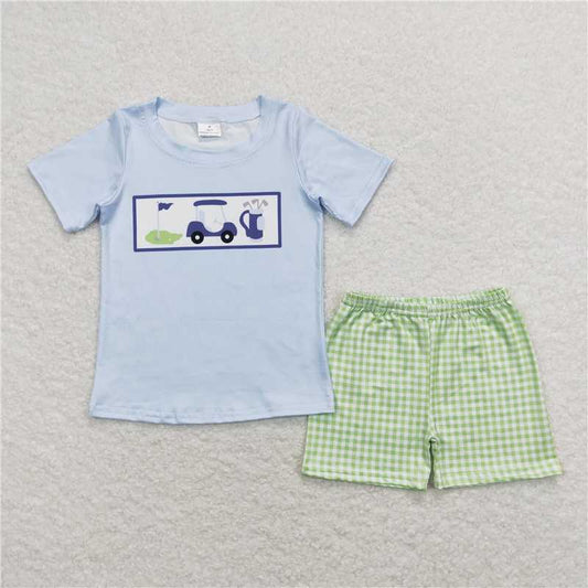 RTS NO MOQ Summer Sibling Boys Baby Girls Checkered  Rompers Shorts Clothes Sets