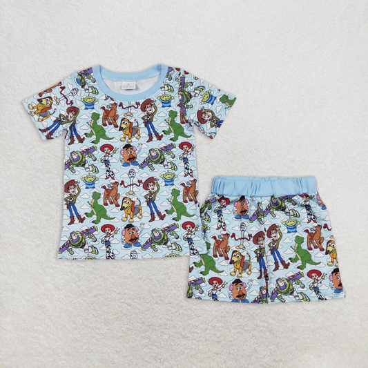 RTS NO MOQ Baby Boys kids Summer Sets BSSO0728 Short Sleeve Top Summer Shorts Pajamas Clothes Sets