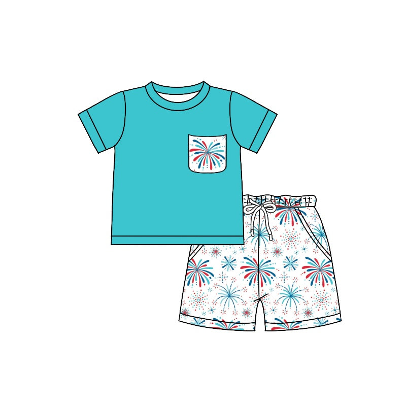 BSSO0750 Blue Baby Girls Children Boutique Kid Clothing Set