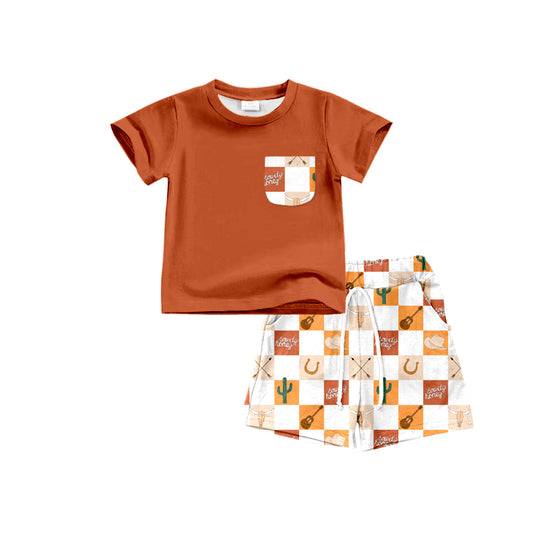 BSSO0769 Brown Baby Children Boutique Kid Clothing Set