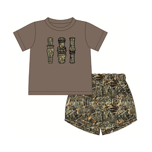 BSSO0780 Camo Cute Summer Short Sleeve Outfit Kid Clothing Set