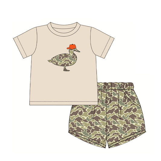 BSSO0781 Camo Duck Cute Summer Short Sleeve Outfit Kid Clothing Set