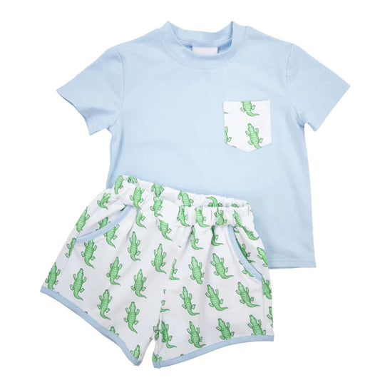 BSSO0782 Cute Summer Short Sleeve Outfit Kid Clothing Set