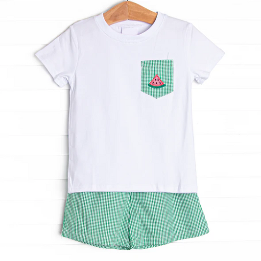 BSSO0785 Watermelon Cute Summer Short Sleeve Outfit Kid Clothing Sets