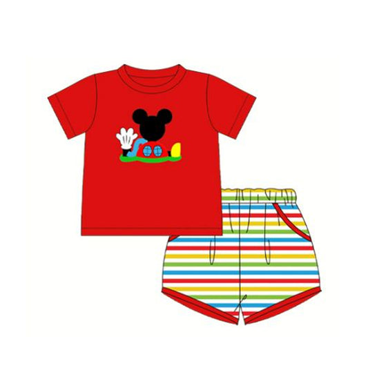 BSSO0786  Red Cute Summer Short Sleeve Outfit Kid Clothing Sets