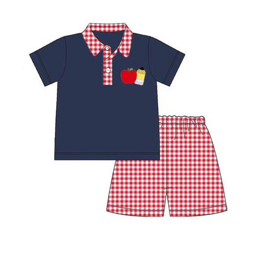 BSSO0788 Back To School Cute Summer Short Sleeve Outfit Kid Clothing Sets