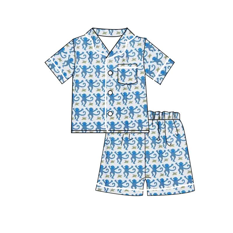 BSSO0793 Blue Kid Summer Short Sleeve Shirt Outfit Kid Clothes