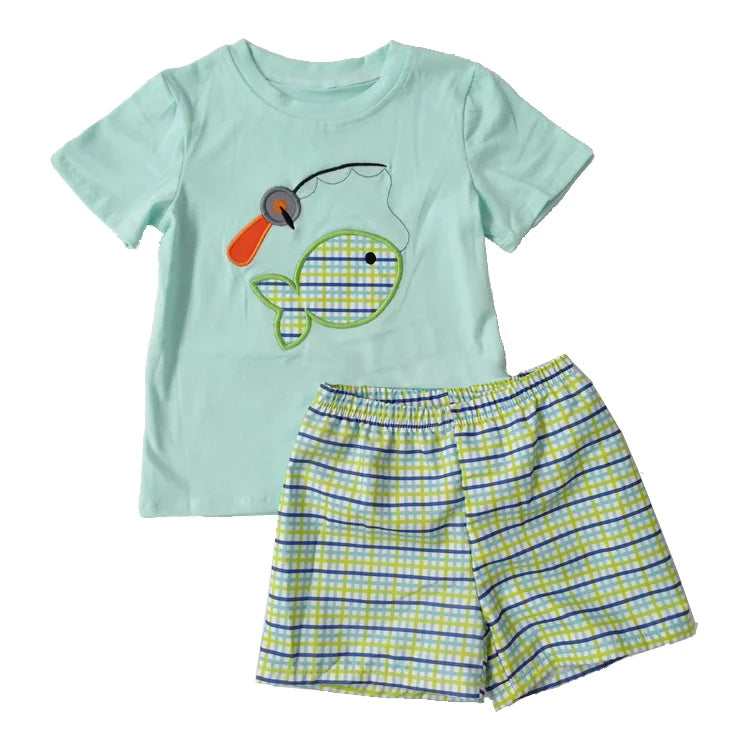 BSSO0798 Fish Kid Summer Short Sleeve Shirt Outfit Kid Clothes