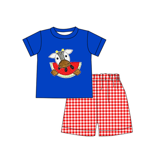 BSSO0814 Cow Watermelon Kid Summer Clothing Children Shorts Sleeve Child Clothes