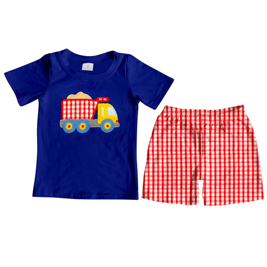 BSSO0857 Navy Blue Cute Kid Summer Clothing Children Shorts Sleeve Top Outfit